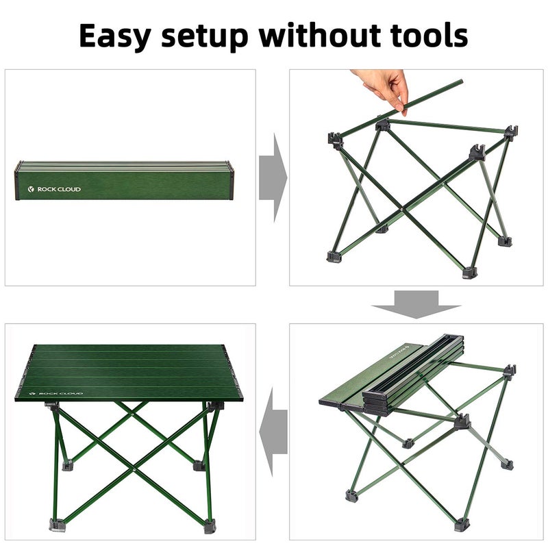 ROCK CLOUD Portable Camping Table Ultralight Aluminum Folding Beach Table Camp for Camping Hiking Backpacking Outdoor Picnic, Green - Image 4